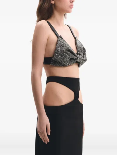 镂空蝴蝶结缀饰罩衫