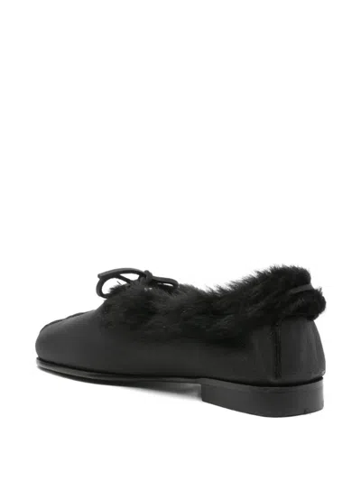 Hereu Fur-trimmed Leather Loafers In Black