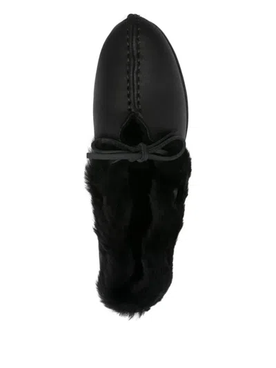 Hereu Fur-trimmed Leather Loafers In Black