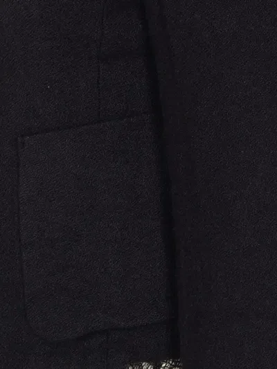 Uma Wang Distressed Frayed Hem Jacket With Front Pockets In Black