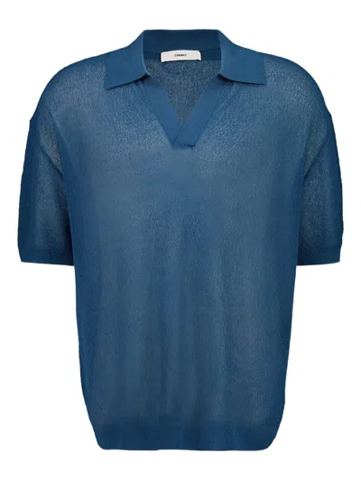 Commas Fine-knit Polo Shirt In Blue