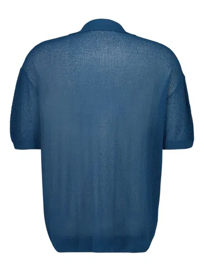 Commas Fine-knit Polo Shirt In Blue