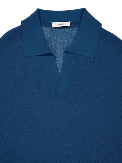Commas Fine-knit Polo Shirt In Blue