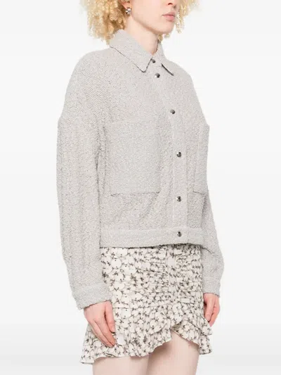 Iro Pabli Textured Weave Cotton Jacket With Patch Pockets In Gray