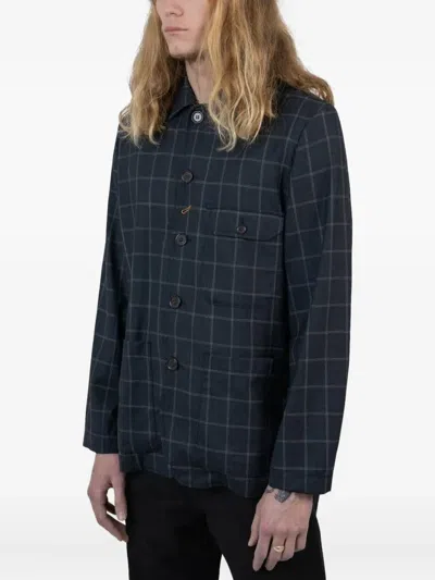 Universal Works Checked Pocket Jacket In Blue