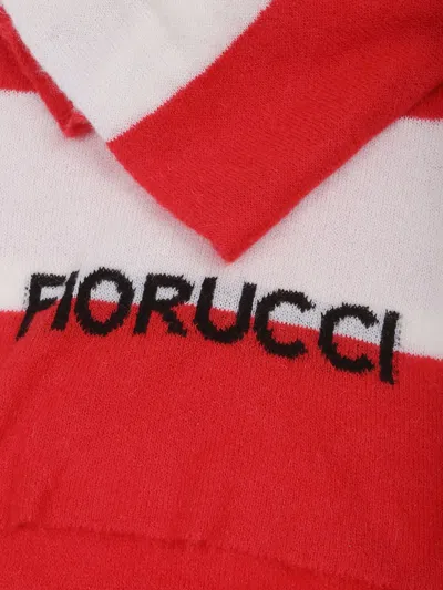 Fiorucci Red Striped Logo Alpaca Scarf In Red