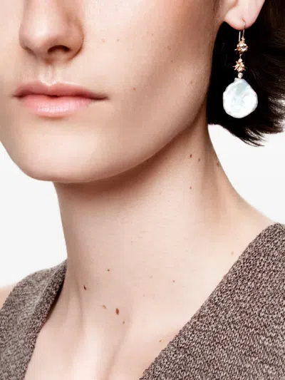 Sofia Zakia 14k Yellow Gold Boon Pearl Diamond Earrings In Gold