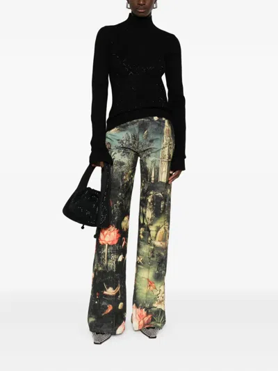 Blugirl Fitted Black Sweater With Textured Diamond Pattern In Black