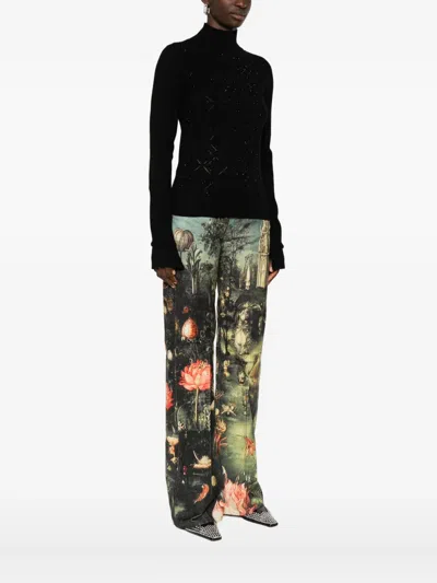 Blugirl Fitted Black Sweater With Textured Diamond Pattern In Black