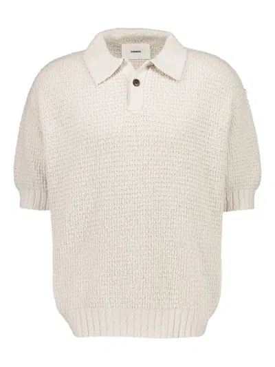 Commas Cotton Textured-knit Polo Shirt In White