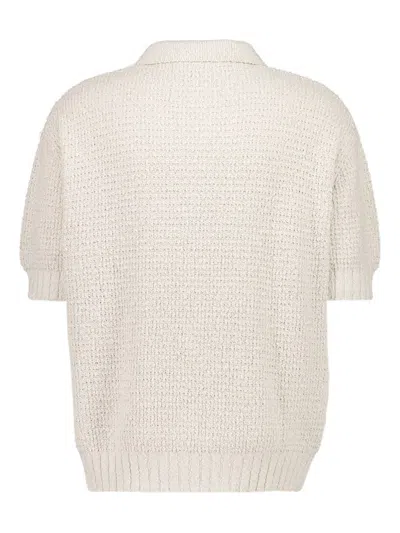 Commas Cotton Textured-knit Polo Shirt In White