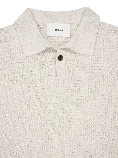Commas Cotton Textured-knit Polo Shirt In White