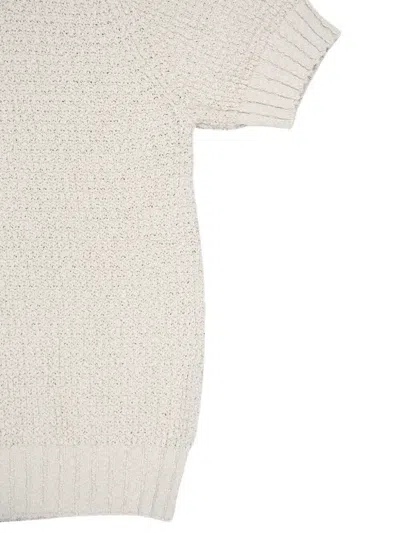 Commas Cotton Textured-knit Polo Shirt In White