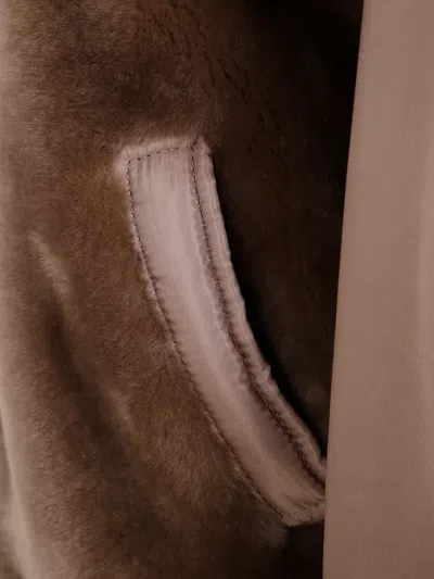 Blancha Straight "merino Shearling" And Nylon Fabric Jacket In Brown