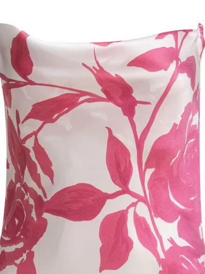 Sleep No More Floral Pattern Silk Slip Dress In Pink