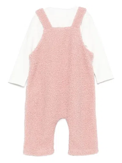 Teddy & Minou Logo-patch Dungaree (set Of Two) In Pink