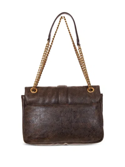 Just Cavalli Snake-buckle Chain Shoulder Bag In Brown