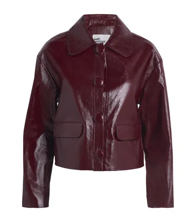 Self-portrait Faux Leather Jacket In Burgundy
