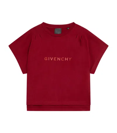 Givenchy Burgundy T-shirt For Girl With Logo In Red