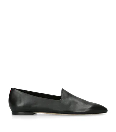 Aeyde Vanna Pointed-toe Leather Loafers In Black