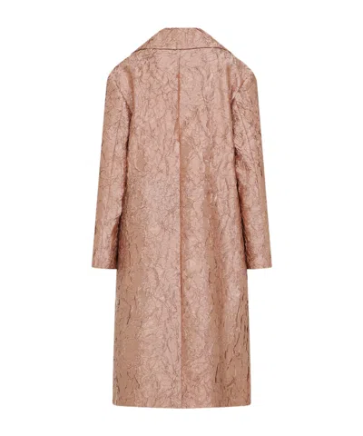 Dries Van Noten Crinkle Effect Single Breasted Coat In Brown