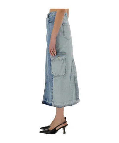 Moschino Long Denim Skirt In Blue