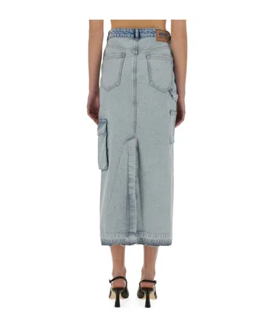 Moschino Long Denim Skirt In Blue