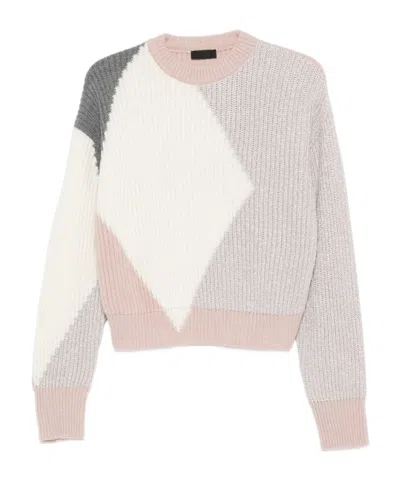 Liu •jo Liu Jo Geometric Pattern Wool-blend Sweater In White