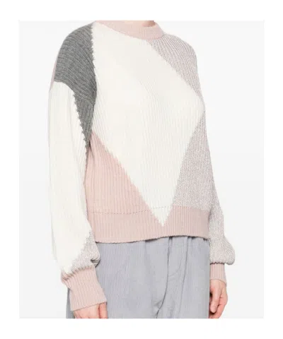 Liu •jo Liu Jo Geometric Pattern Wool-blend Sweater In White