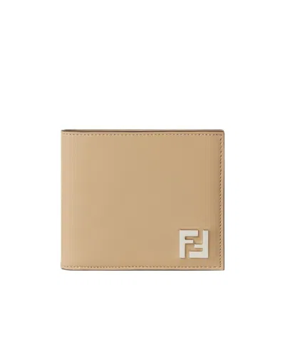 Fendi Beige Ff Canvas And Leather Compact Bi-fold Wallet In Neutral