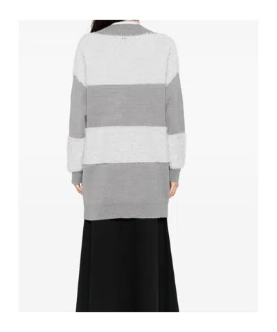 Liu •jo Three-quarter Sleeve Striped V-neck Sweater In Multi