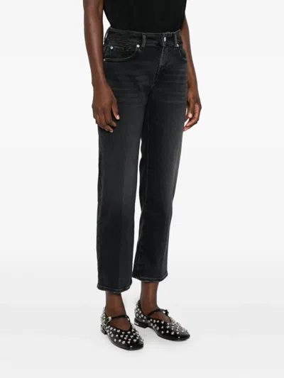 7 For All Mankind Calie Straight Ankle Bottom Clothing In Black