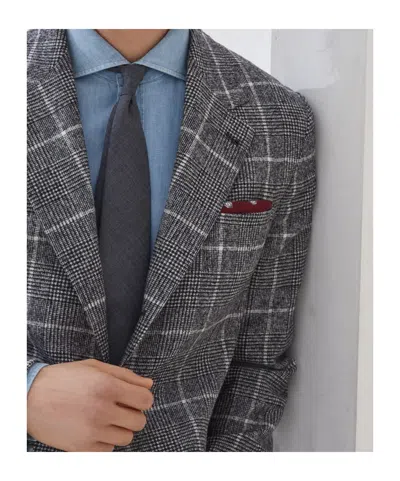 Brunello Cucinelli Deconstructed Wool Jacket Checked Pattern In Gray