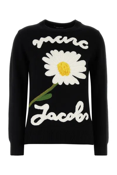 Marc Jacobs Marc Is Joy Jacquard Merino Wool Crewneck Sweater In Black