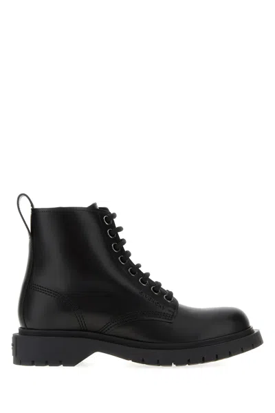 Givenchy Chunky Sole Round Toe Leather Ankle Boots In Black