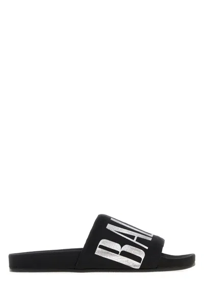 Balenciaga Slide Sandals With Flat Sole And Open Toe In Black