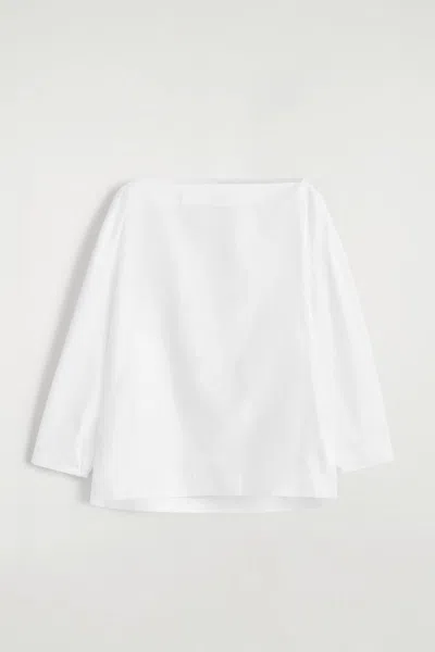 Cos Blouse À Col Bateau En Coton In Blanc In White