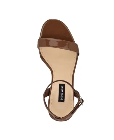 Nine West Loola Womens Patent Open Toe Slingback Sandals In Brown