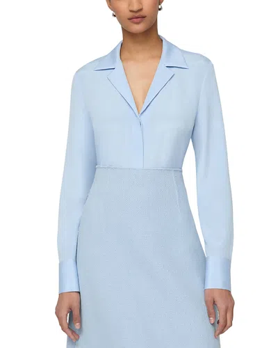 Lafayette 148 Scottie Notch Collar Top In Blue