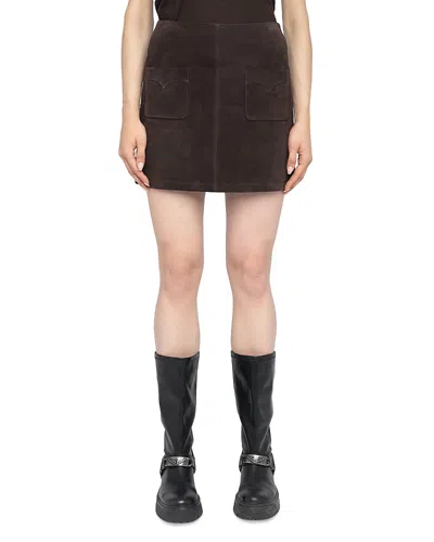 Zadig & Voltaire Jaime Suede Skirt In Brown