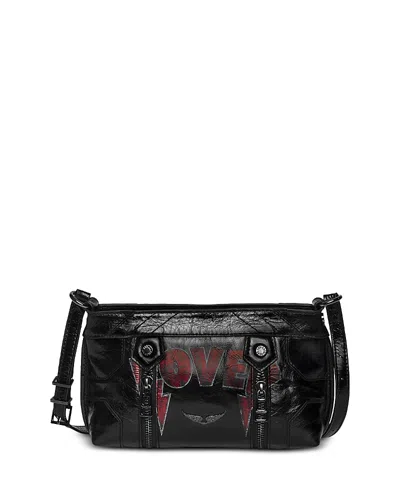 Zadig & Voltaire Sunny Mood Punk Embellished Leather Shoulder Bag In Black