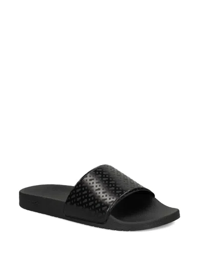 Hugo Boss Logo-pattern Slides In Black