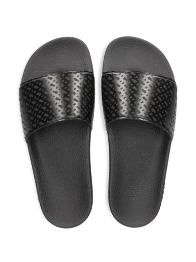Hugo Boss Logo-pattern Slides In Black