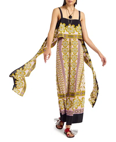 La Doublej Slip-around Floral-print Maxi Dress In Green