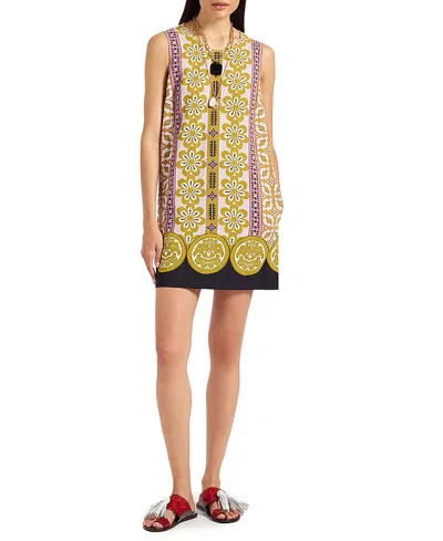 La Doublej Stretch Tunic Printed Satin Minidress In Multi