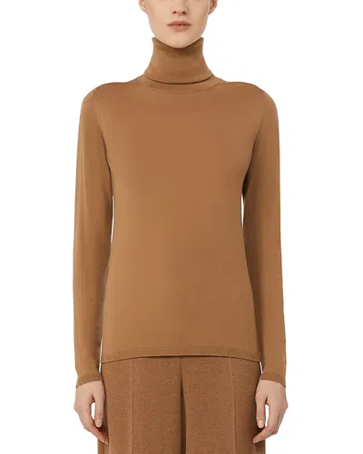 Max Mara Saluto Virgin Wool Turtleneck Sweater In Brown
