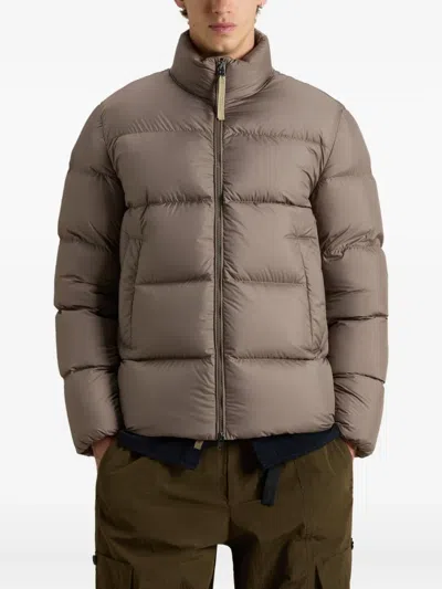 Woolrich Short Puffer Jacket With High Collar In Neutral