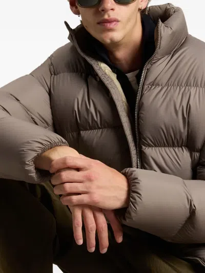 Woolrich Short Puffer Jacket With High Collar In Neutral
