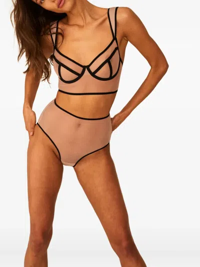 Undress Code In The Clouds High-waisted Mesh Panties In Neutral