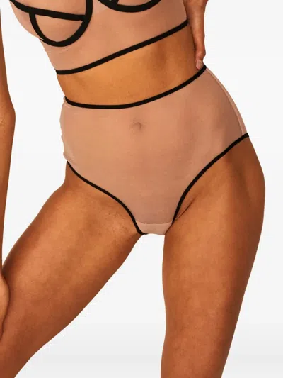 Undress Code In The Clouds High-waisted Mesh Panties In Neutral